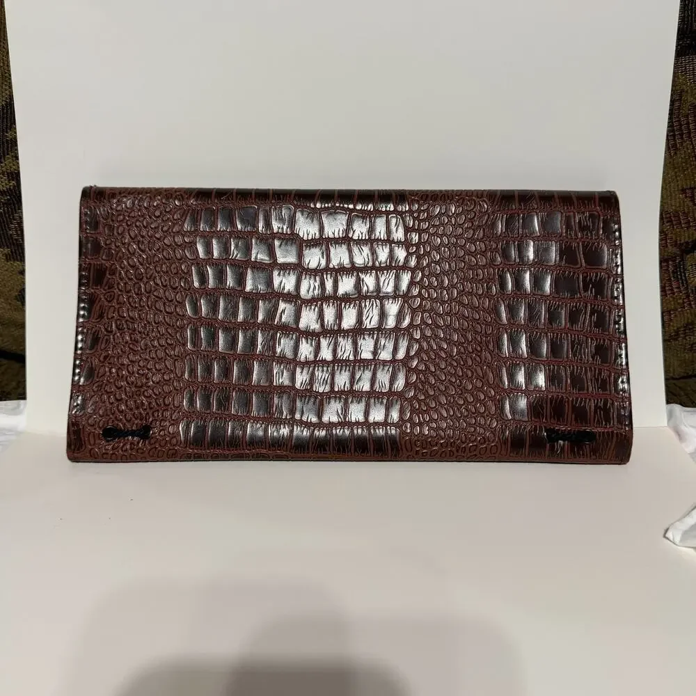 Alligator Skin Folio Portfolio Organizer Folder Executive Large Cognac